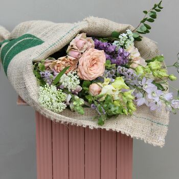 Seasonal Fresh Flowers In Coffee Sack Wrap, 2 of 8