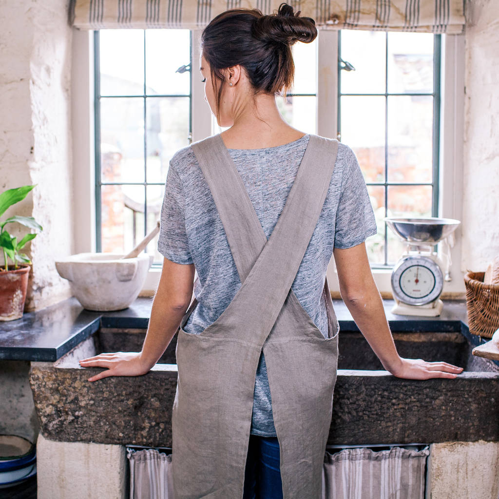 Personalised Wheat Sheaf Linen Crossback Apron, 1 of 8
