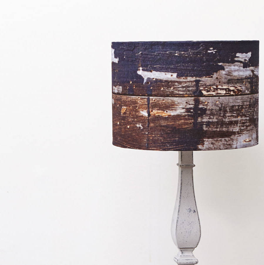 Dark Brown And Navy, Abstract Pattern Linen Lampshade By Ruth Holly