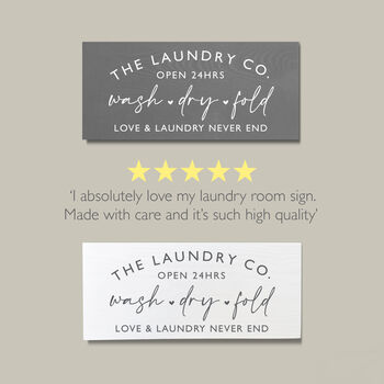 Grey Laundry Room Utility Room Handcrafted Solid Wooden Sign, 3 of 4