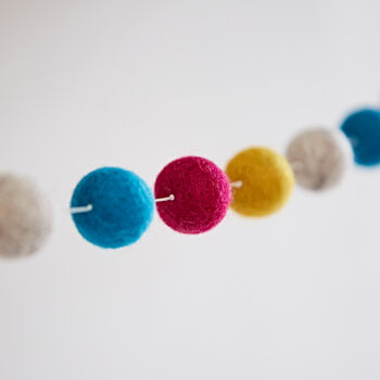 Handmade Multicoloured Felt Ball Garland, 9 of 10