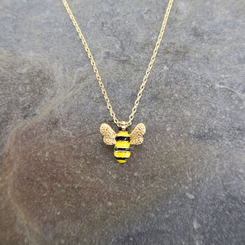 Bee Insect Necklace, Gold Tone, 2 of 3