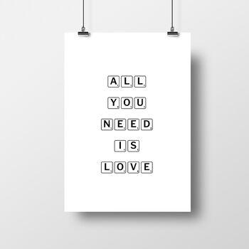 'All You Need Is Love' Typography Poster, 2 of 2