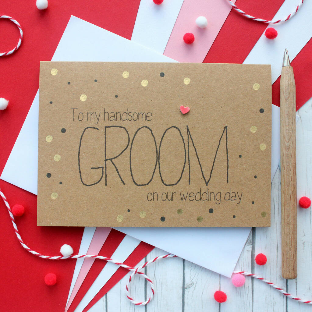 Wedding Day Card For Groom From The Bride, Gold Dots, 1 of 5
