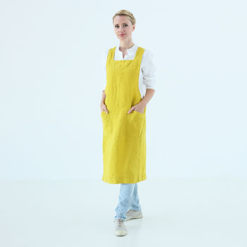 Stone Washed Linen Back Cross Aprons Various Colours, 5 of 8