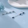 Asymmetric Sapphire Blue Cz Dangle Drop Stud Earrings, thumbnail 6 of 12