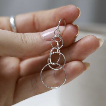 Sterling Silver Wire Circle Drop Earrings, 4 of 11