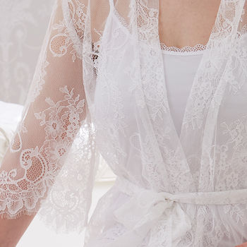 Bridal White Lace Dressing Gown, 5 of 6