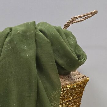 Sparkle Scarf In Khaki Green, 2 of 3