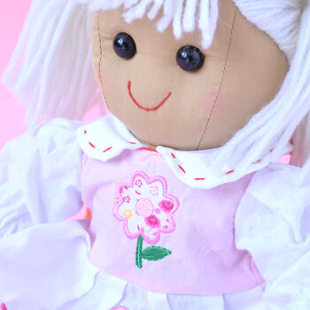 Personalised Rag Doll In Pink Dress, 9 of 10