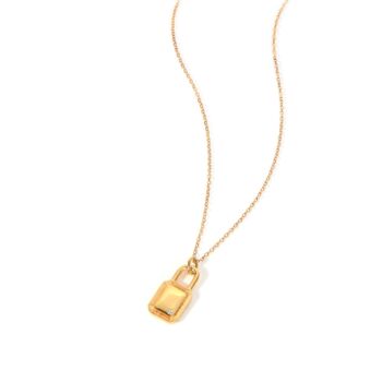 Gold Plated Cz Padlock Pendant Necklace, 2 of 4