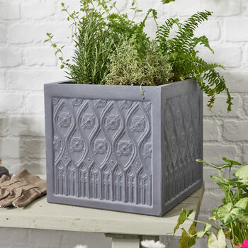 Set Of Three Siena Grey Embossed Planter, 3 of 5