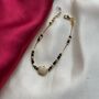 18k Gold Plated Black Bead Nazar Charm Bracelet, thumbnail 5 of 5