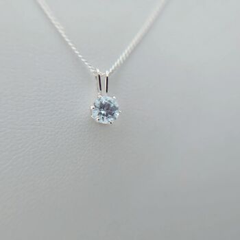 Sterling Silver Necklace With 5mm Sky Blue Topaz Pendant, 4 of 4