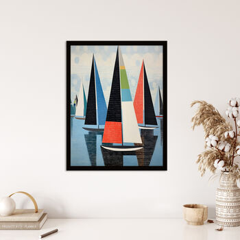 The Yacht Race Sail Boats At Sea Blue Wall Art Print, 4 of 6