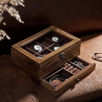 Eight Slots Solid Wooden Watch Case Box With Pillows, 5 of 7