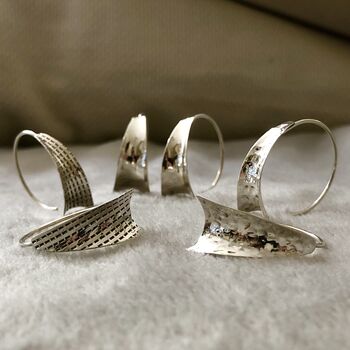 Textured Wedge Earrings In Sterling Silver, 11 of 11