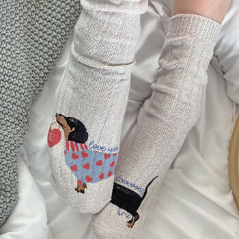 Love You Long Time Sausage Dog Personalised Socks, 2 of 3
