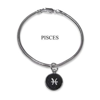 Zodiac Star Sign Sterling Silver And Leather Bracelet, 9 of 12