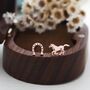 Tiny Mismatched Running Horse And Horseshoe Stud Earrings In Sterling Silver, thumbnail 5 of 12