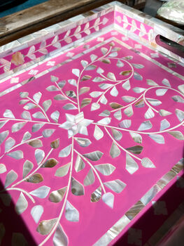 Mother Of Pearl Inlay Tray | Hot Pink, 5 of 5
