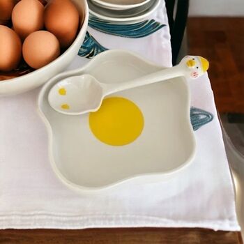 Sunny Side Up Egg Shape Plate And Spoon, 3 of 6