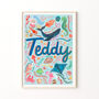 Personalised Blue Sea Life Name Print | Under The Sea Nursery Wall Art | Ocean Baby Gift, thumbnail 5 of 7