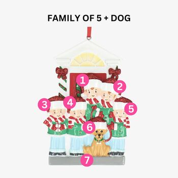 Family And Dog Christmas Tree Decoration With Personalised Name, 5 of 5