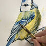 Inky Blue Tit Large Luxury Cushion And Pad, thumbnail 4 of 4