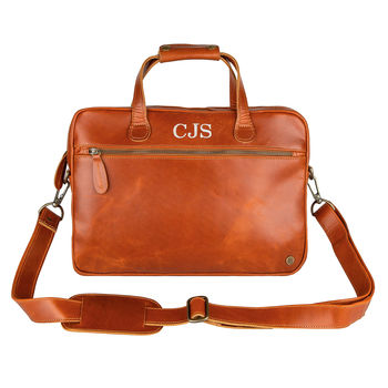 Personalised Buffalo Leather Compact Laptop Satchel, 3 of 10