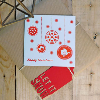 Handmade Letterpress Flurry Christmas Card Or Pack, 2 of 2