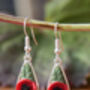 Hand Painted Poppy Dropper Earrings, thumbnail 2 of 5