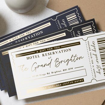 Personalised Hotel Reservation Voucher Gold Foil, 2 of 9