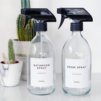 Clear Glass Spray Bottle With Personalised Label, 3 of 9