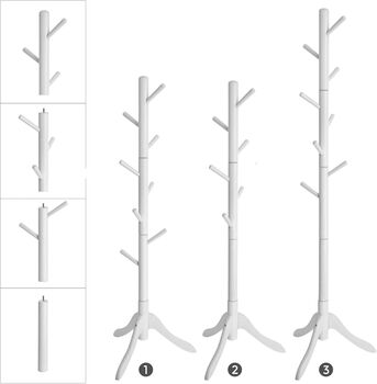 Wooden Coat Rack Tree Stand Eight Hooks, 5 of 8