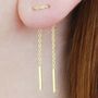 Rose Gold Plated Silver Short Chain Threader Earrings, thumbnail 2 of 7