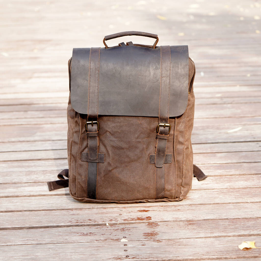 Eazo Vintage Leather Backpack With Leather Flap By EAZO ...