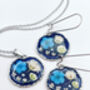 Real Blue Flowers Black Earrings Handmade Silver Or Gold Hypoallergenic, thumbnail 5 of 10