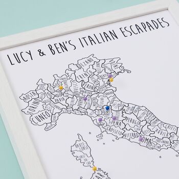 Personalised Italy Pinboard Map With Pins, 5 of 10