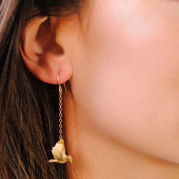 Dove Earrings In Gold Plated Silver, 2 of 5