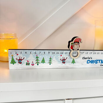 Personalised Blue And White Advent Slider – Tiny Trees Keepsake, 3 of 4