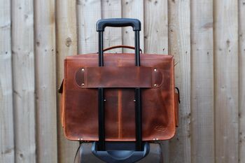 Personalised Handmade Leather Laptop Bag / Gift For Him, 10 of 12