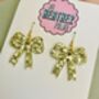 Large Bow Glitter Earrings, thumbnail 5 of 10