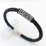 Mens Leather Bracelet With A Pattern Tube Bead, thumbnail 5 of 6