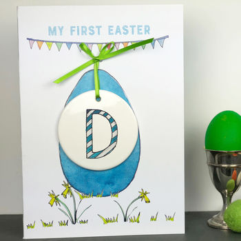 First Easter Card With Personalised Ceramic Decoration, 2 of 7