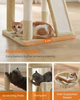 96cm Cat Tree Tower Light Grey With Side Slope, 10 of 12