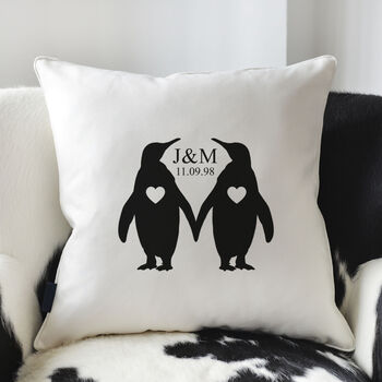 Personalised Penguins In Love Cushion, 2 of 4