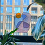 Blue Hibiscus Stained Glass Hanging Art, thumbnail 1 of 3