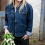 'Live, Laugh, Love' Tulip Embroidered Denim Jacket, thumbnail 4 of 5