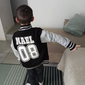 Kids Personalised Name And Number Varsity Jacket, 6 of 11